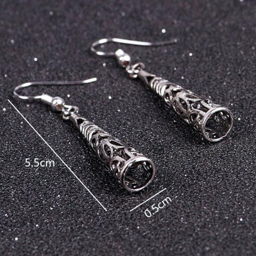 Silver Boho Totem Drop Earrings - Picture 4 of 5